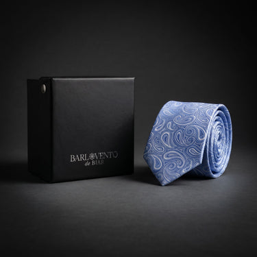 Provence · corbata con estampado Paisley cielo azul