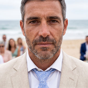 Provence · corbata con estampado Paisley cielo azul
