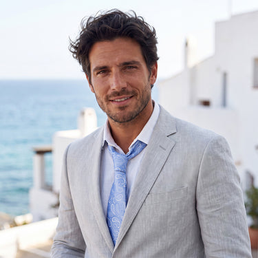 Provence · corbata con estampado Paisley cielo azul