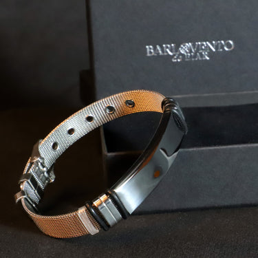 Pulsera Orión · Brazalete ajustable de acero de titanio con correa de reloj