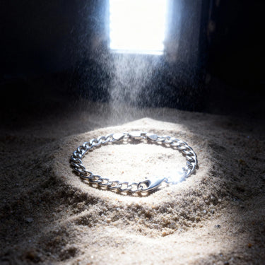 Pulsera Tucana · Cadena de eslabones cubanos de plata de ley 925 bañada en platino