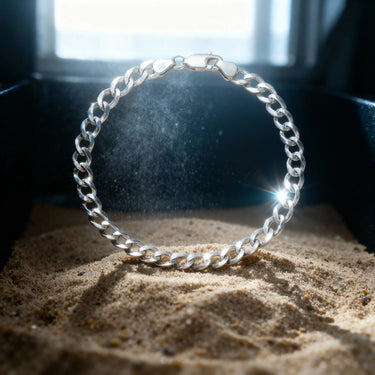 Pulsera Tucana · Cadena de eslabones cubanos de plata de ley 925 bañada en platino