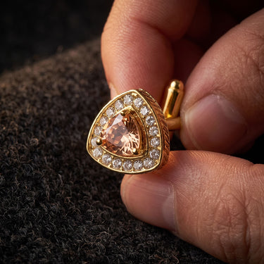 Regulus · Triangular cufflinks with simulated diamonds