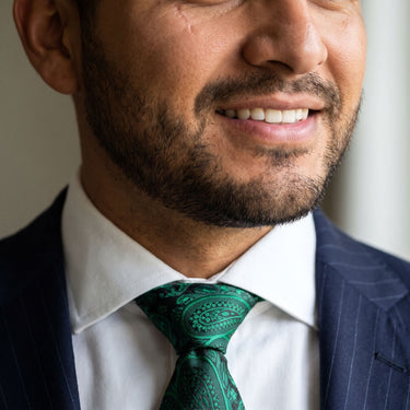 Rhône · corbata con estampado paisley verde