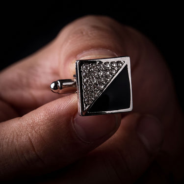 Rigel · Black square cufflinks with simulated diamonds