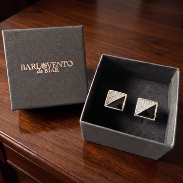 Rigel · Black square cufflinks with simulated diamonds