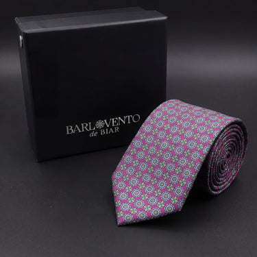 Roma · corbata italiana magenta con estampado geométrico