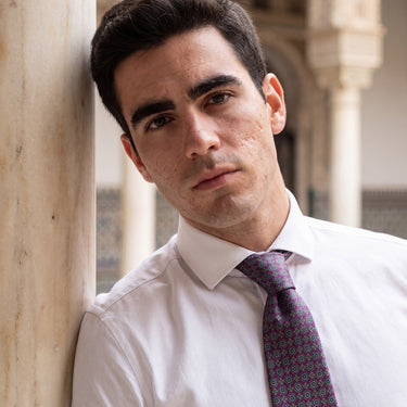 Roma · corbata italiana magenta con estampado geométrico
