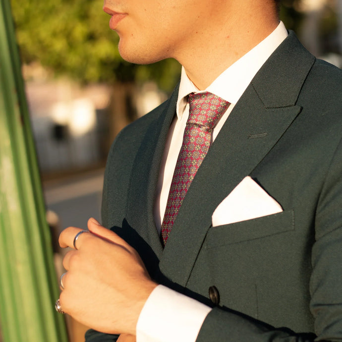 Roma · corbata italiana magenta con estampado geométrico - Barlovento de Biar