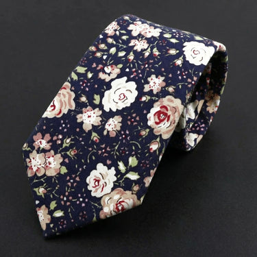 Rosaleda · corbata de algodón azul floral con rosas