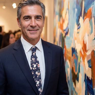 Rosaleda · corbata de algodón azul floral con rosas