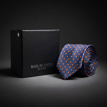 Sirmione · Gravata azul, vermelha e amarela estilo italiano
