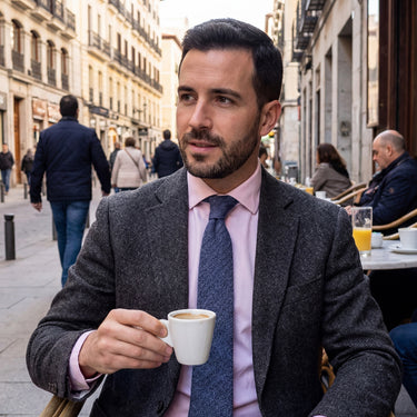 Stavanger · corbata de lana en azul oscuro jaspeado