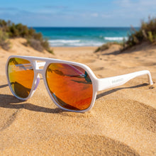Tabarca · gafas de sol de goma blanca con lentes de espejo naranja UV400
