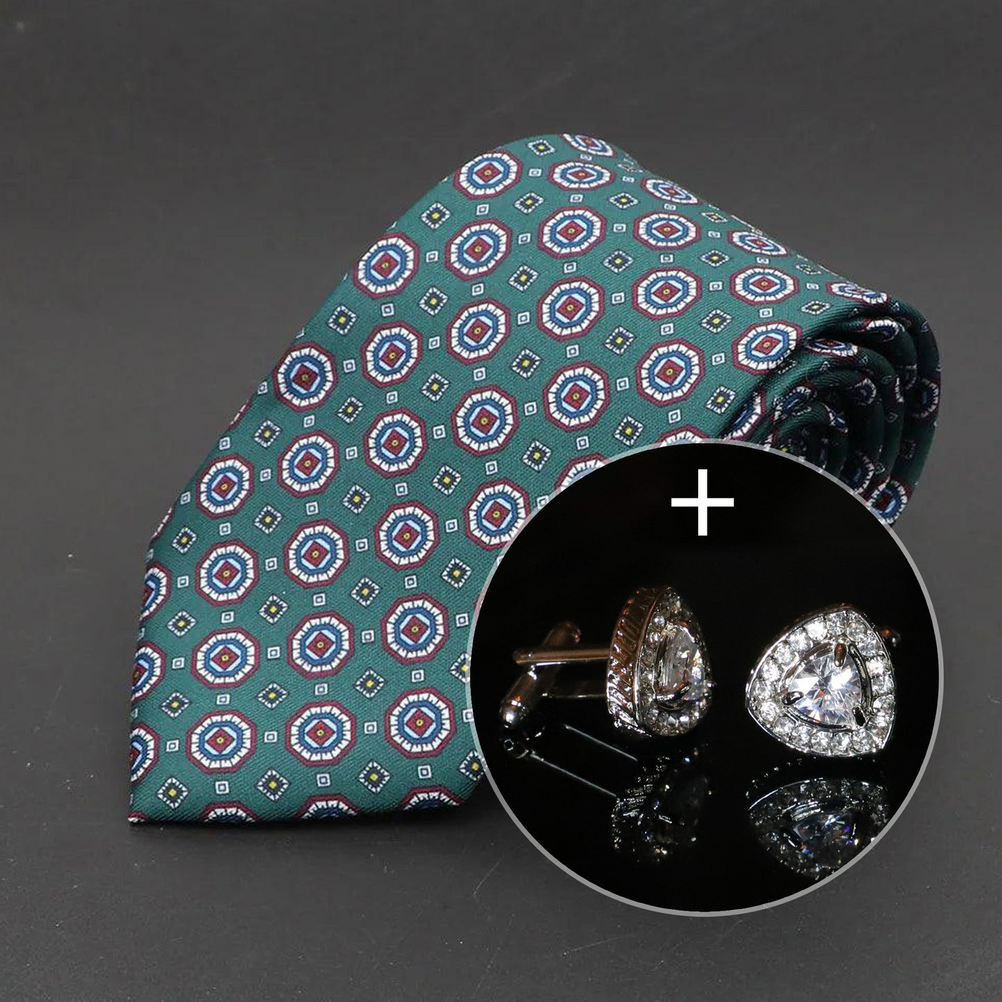 Corbata Varenna con gemelos de diamantes simulados