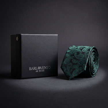 Versailles · corbata con estampado paisley verde